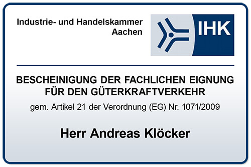 IHK zertifiziert Güterkraftverkehr